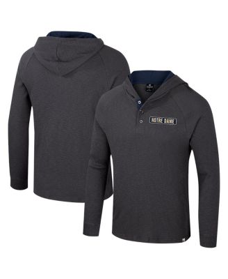 Colosseum - Men's Charcoal Notre Dame Fighting Irish Dujour Ralgan Long Sleeve Henley Hoodie T-Shirt