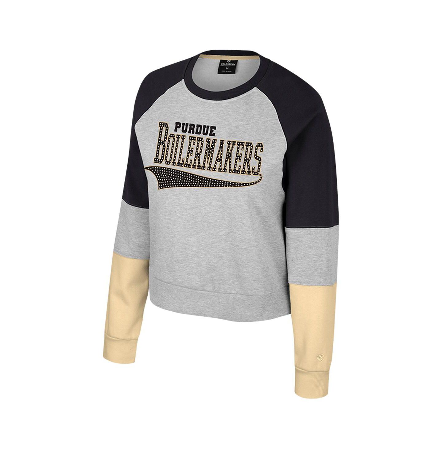 Толстовка Colosseum Heather Gray Purdue Boilermakers Katinka Rhinestone Pullover для девочек — фото 2