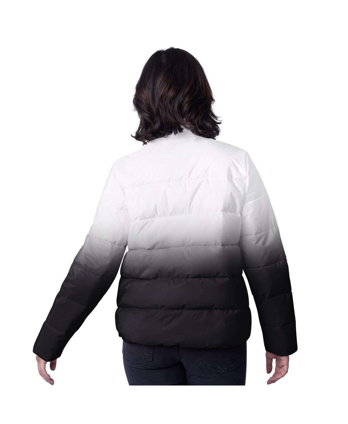G-III 4HER BY CARL BANKS WOMEN'S BLACK DETROIT LIONS OVERTIME OMBRE FULL-ZIP PUFFER JACKET 