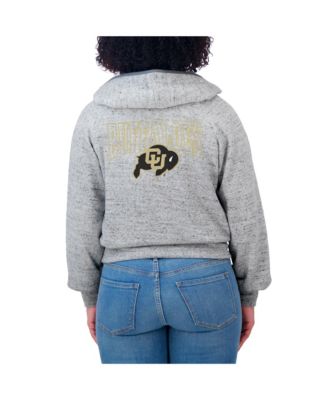Women's Heather Gray Colorado Buffaloes Wear Speckle Double-Hit Raglan Full-Zip Hoodie
