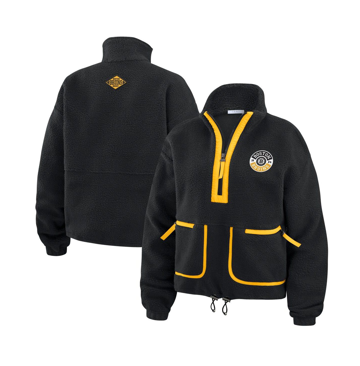 Женская куртка WEAR by Erin Andrews Black Boston Bruins Polar Fleece Half-Zip — фото 1