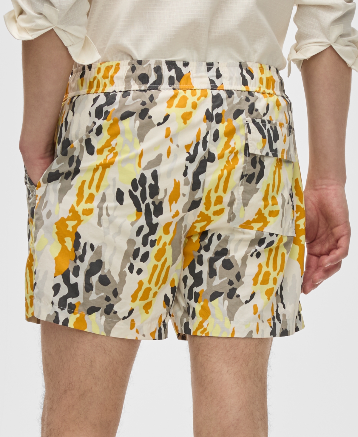 Mode Of One Men's Fashion Animal Regular-fit Printed Swim Trunks, Exclusively At Macy's In Bleached Oak