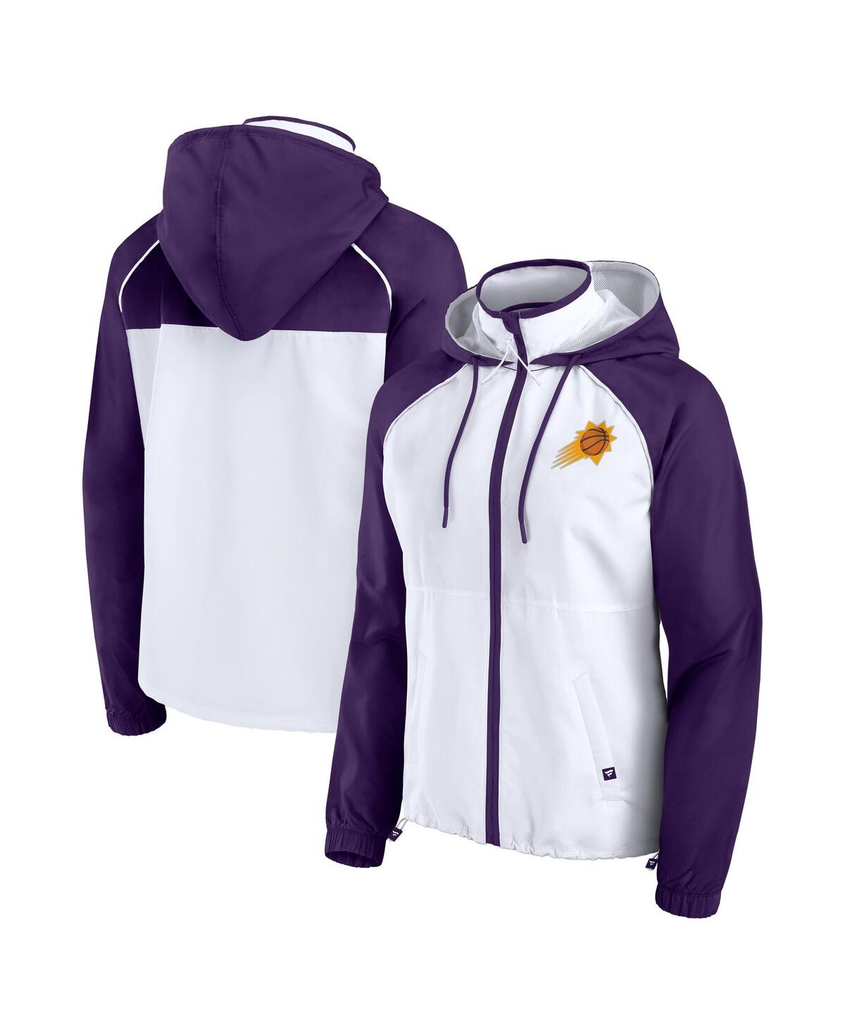 Fanatics Women's White/purple Phoenix Suns Anorak Raglan Full-zip Hoodie Jacket In White,purple