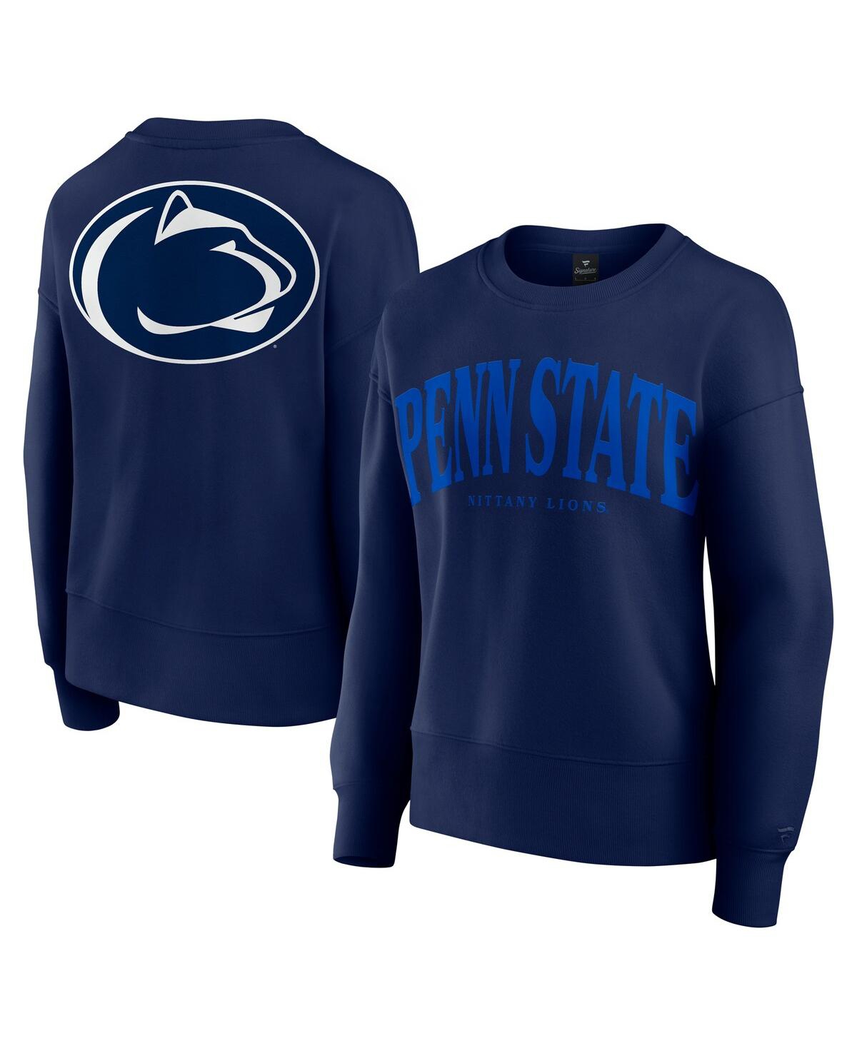 FANATICS WOMEN'S NAVY PENN STATE NITTANY LIONS SUPERSOFT FLOW FLEECE PULLOVER SWEATSHIRT 