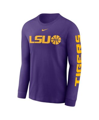 Men's Purple LSU Tigers Basketball Icon Two-Hit Long Sleeve T-Shirt