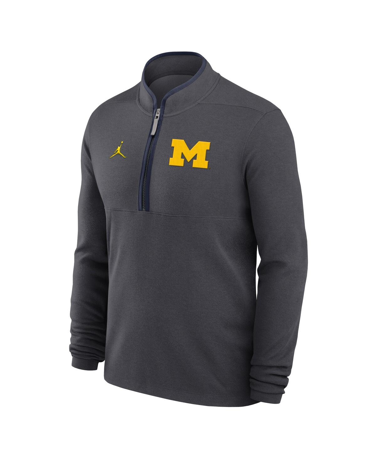 JORDAN MEN'S ANTHRACITE MICHIGAN WOLVERINES VICTORY HALF-ZIP SWEATSHIRT 