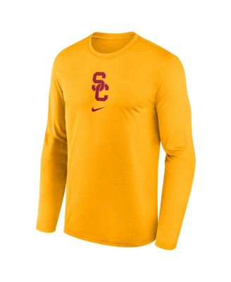 Men's Gold USC Trojans On-Court Basketball Shootaround Performance Long Sleeve T-Shirt