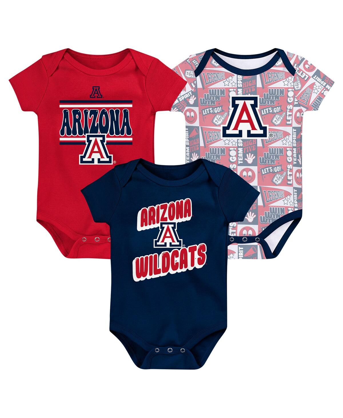 Outerstuff Newborn Navy Arizona Wildcats Sunday Comics 3-Pack Bodysuit Set - Navy