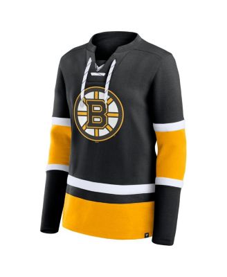 Women's Black Boston Bruins Prime Time Lace-Up Long Sleeve T-Shirt