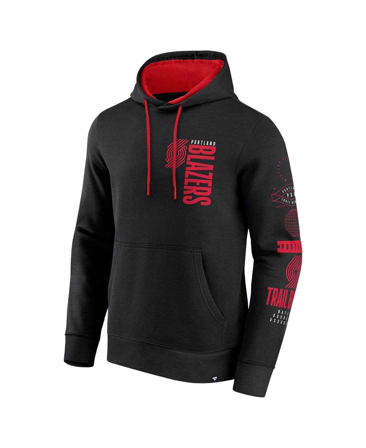 Fanatics Men's Black Portland Trail Blazers Game Time Crossover Pullover Hoodie In Black