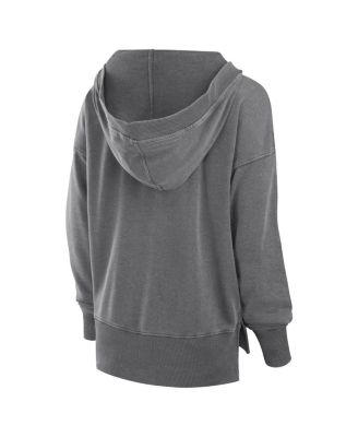Women's Heather Gray Wisconsin Badgers Initiative Snow Wash French Terry V-Neck Pullover Hoodie