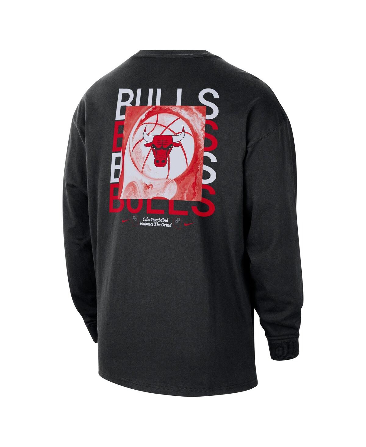 Nike Men's Black Chicago Bulls Courtside Oversized Long Sleeve T-shirt In Black