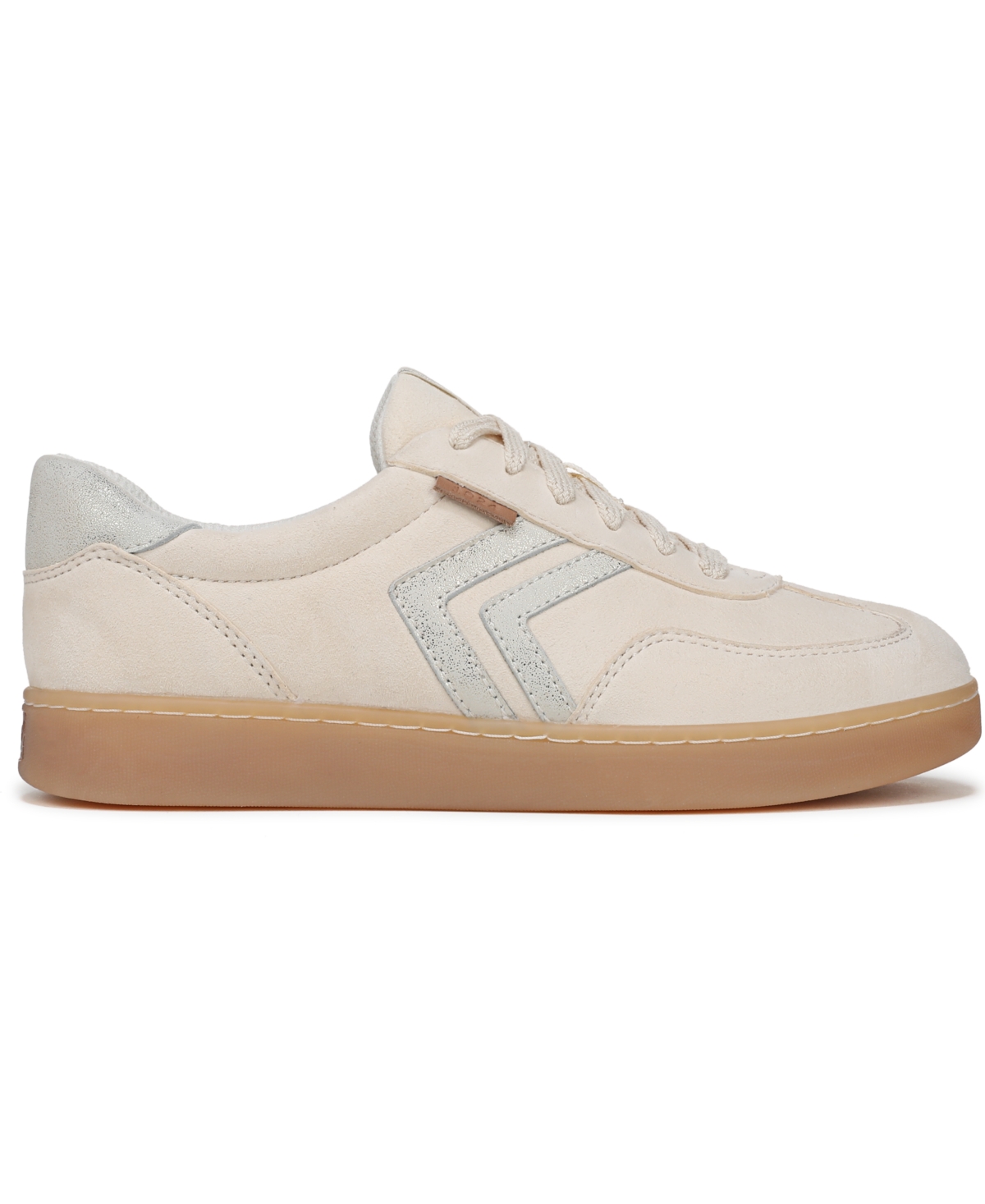 Shop Dr. Scholl's Women's Rebel Sport Lace Up Sneakers In Off White,gold Suede,leather