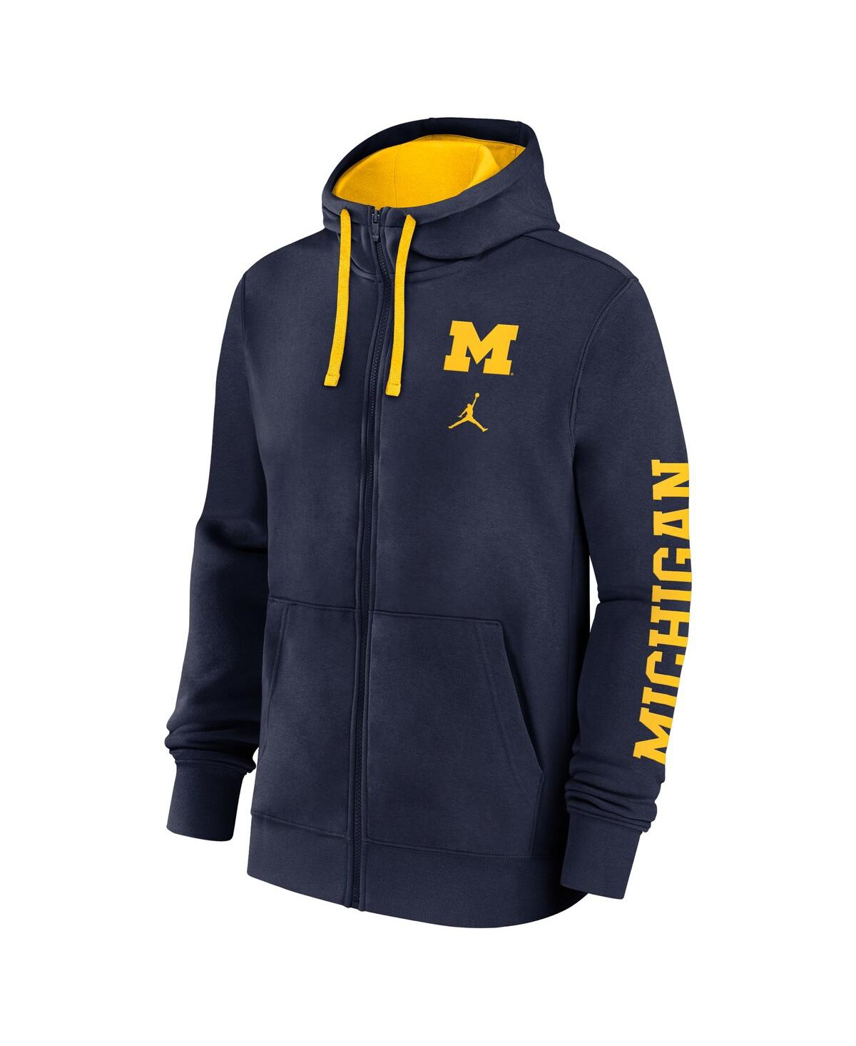 Jordan Men's Navy Michigan Wolverines Primetime Primary Mascot Full-zip Hoodie In Navy