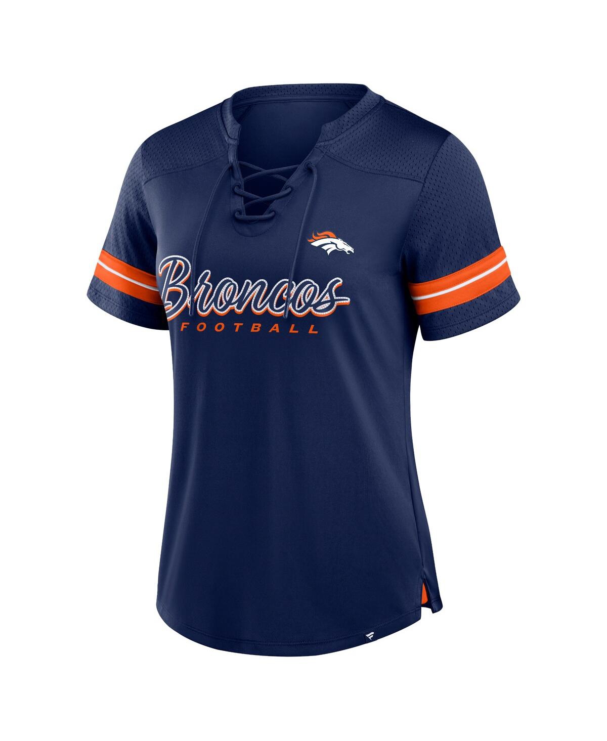 Fanatics Women's Navy Denver Broncos Play Script Lace-up T-shirt In Navy