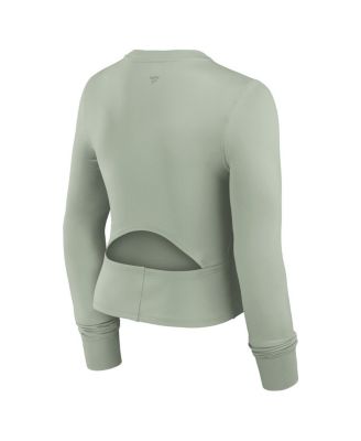 Women's Green Green Bay Packers Studio Fitted Long Sleeve Gym Top