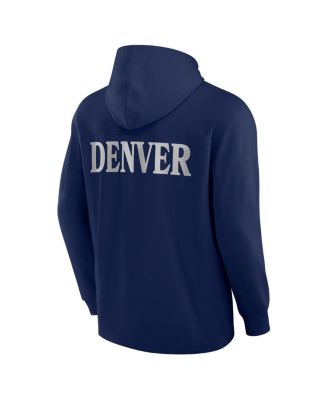 Men's Navy Denver Broncos Elements Blaze Tri-Blend Long Sleeve Hoodie T-Shirt