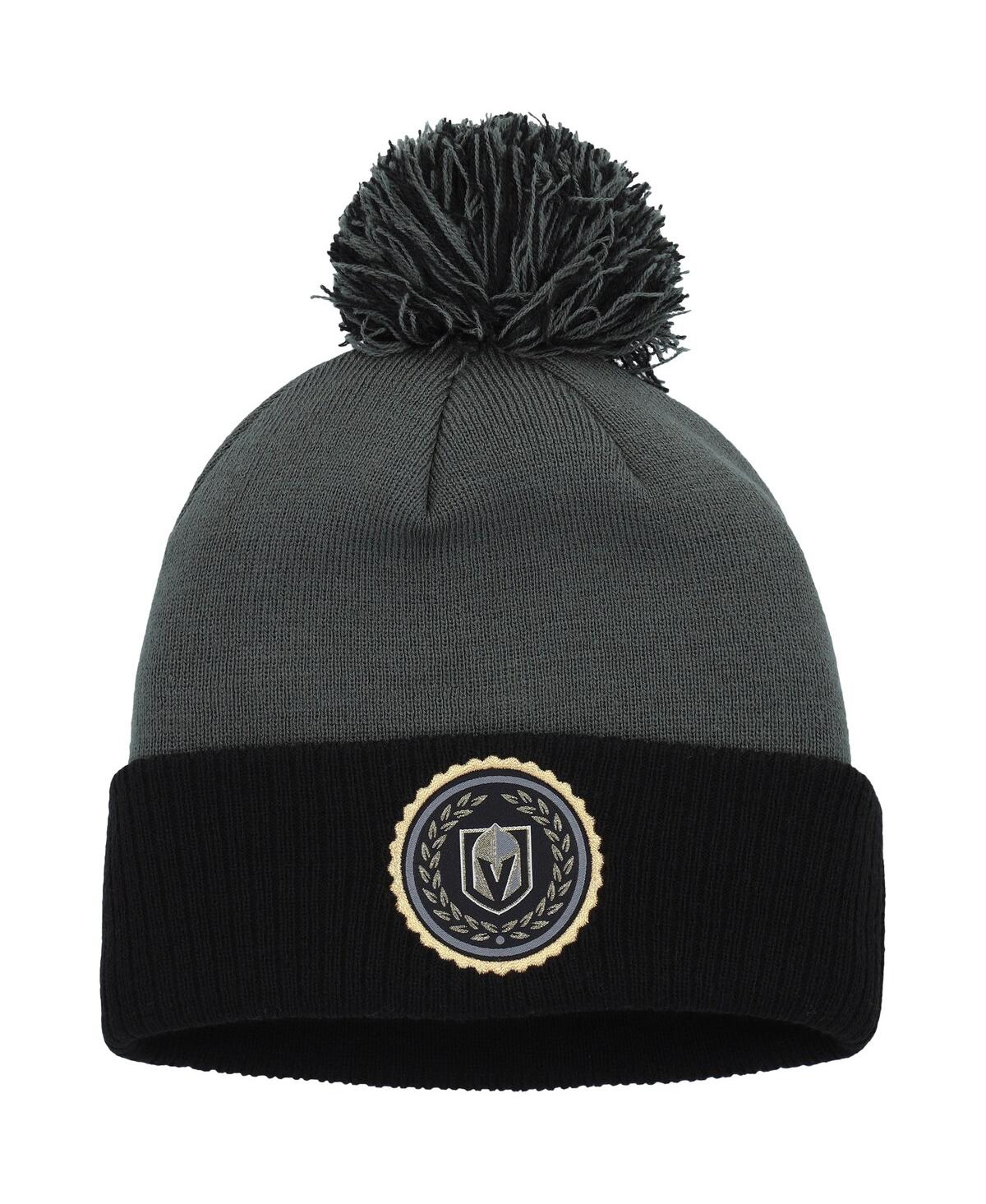 Shop Adidas Originals Women's Gray Vegas Golden Knights Laurel Cuffed With Pom Knit Hat
