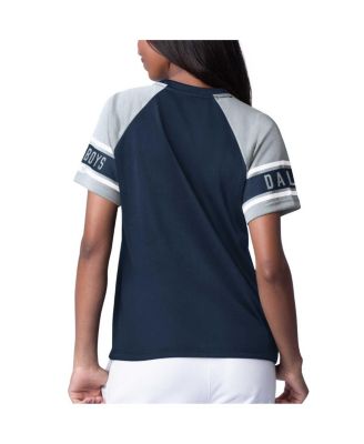 Women's Navy Dallas Cowboys 1st Rounder Color Block Raglan Top