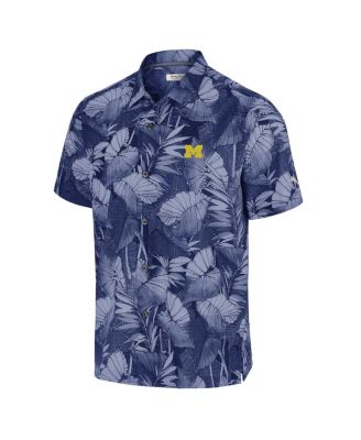 Men's Blue Michigan Wolverines Coast Nuevo Fronds Button-Up Shirt