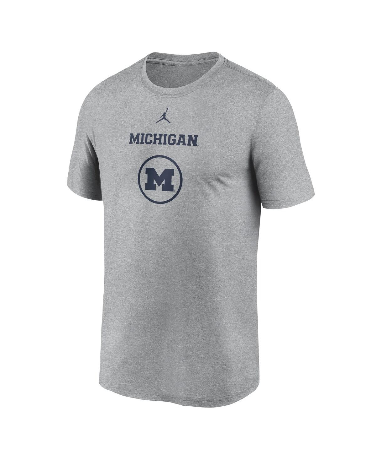 Jordan Men's Heather Gray Michigan Wolverines On-court Basketball Legend Practice Performance T-shirt In Heather Gray
