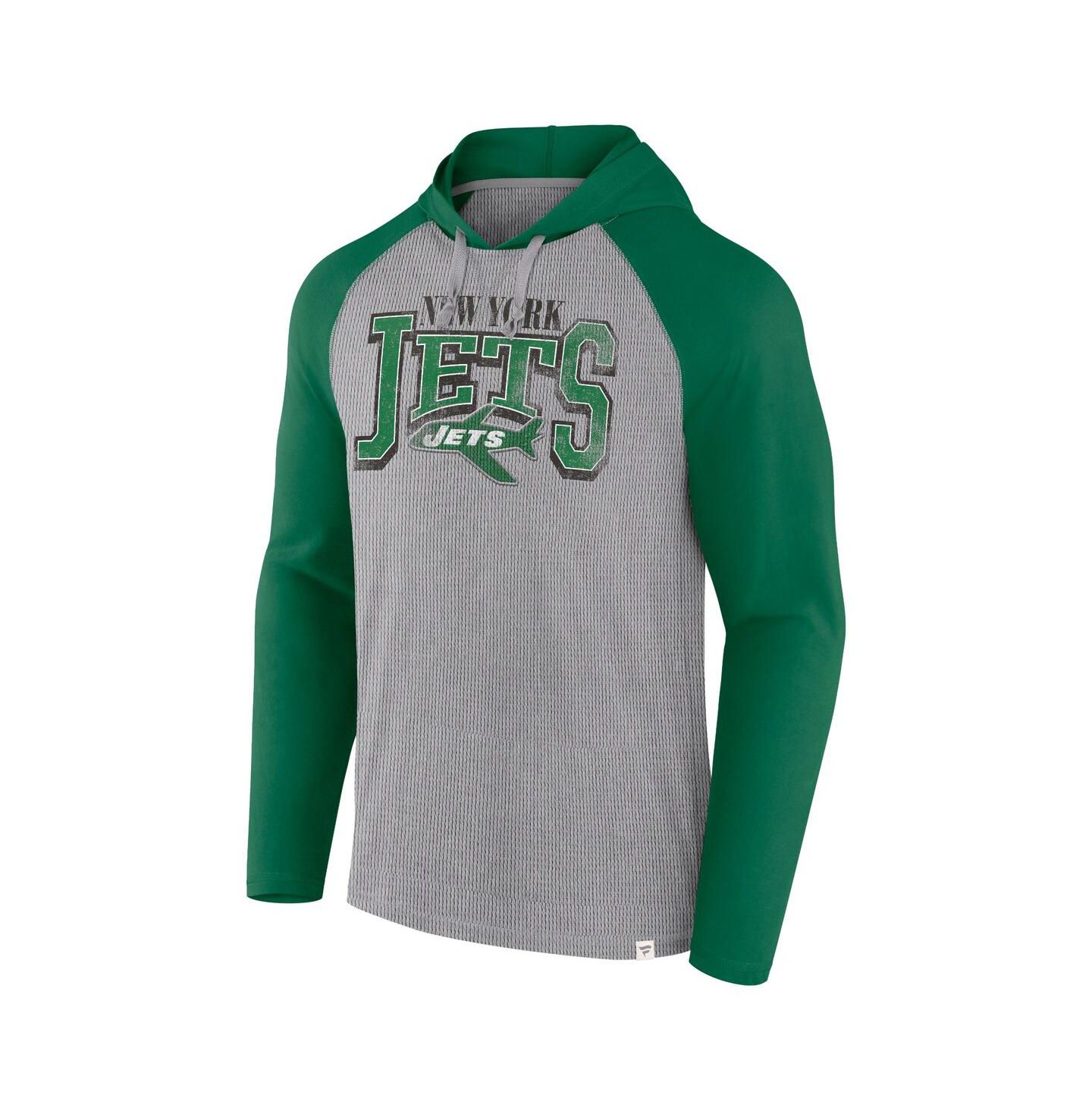 Мужское худи Fanatics Gray/Kelly Green New York Jets Under Center Long Sleeve T-Shirt — фото 2