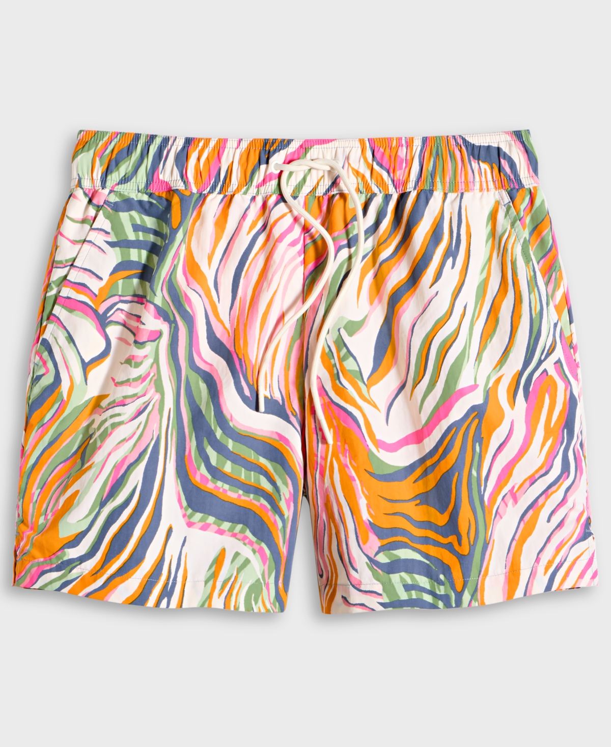 Mode Of One Men's Retro Wave Regular-fit Printed Swim Trunks, Exclusively At Macy's In Blue Asphalt