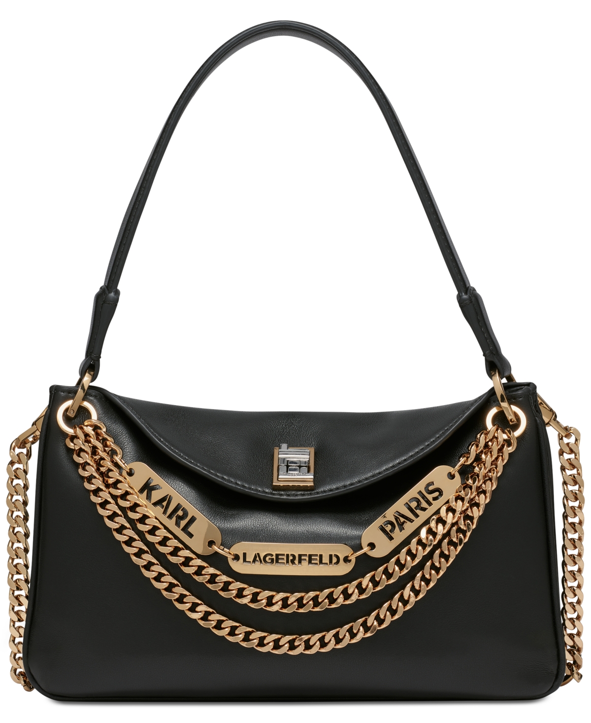 Nadine Leather Shoulder Bag - Black/gold