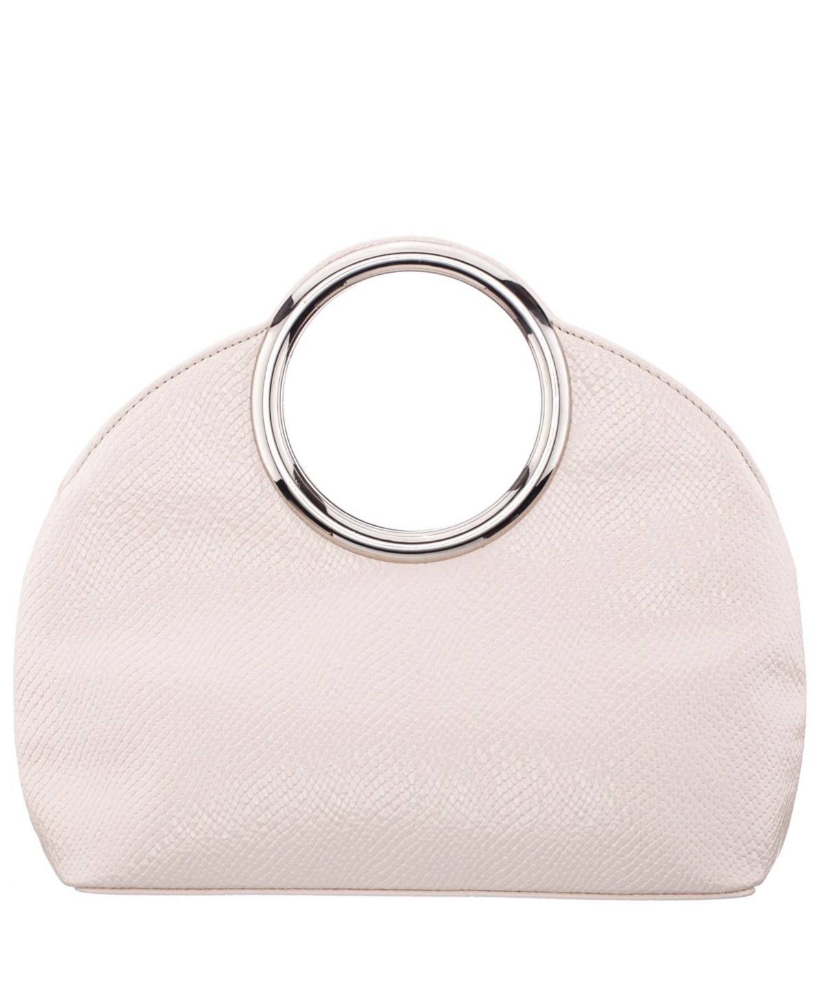 Shop Nina Metal Handles Embossed Snake Hobo Bag In Ivory
