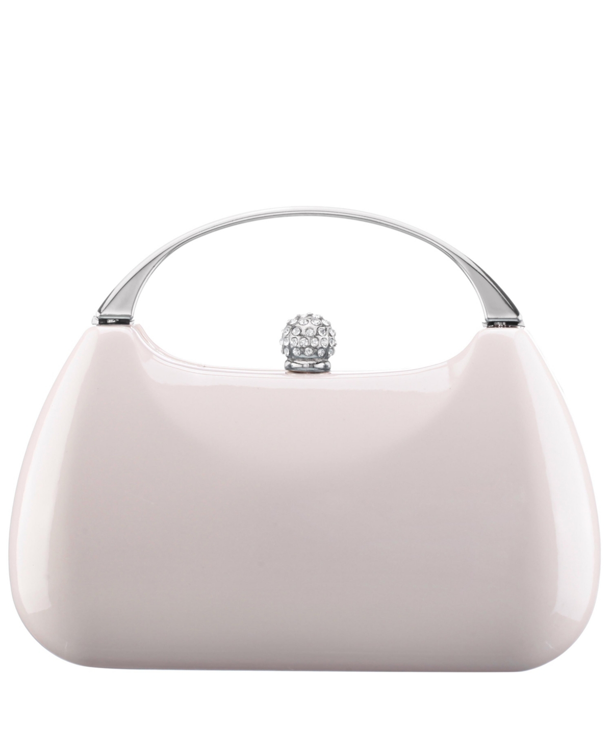 NINA PATENT MINAUDIERE WITH METAL HANDLE CLUTCH 
