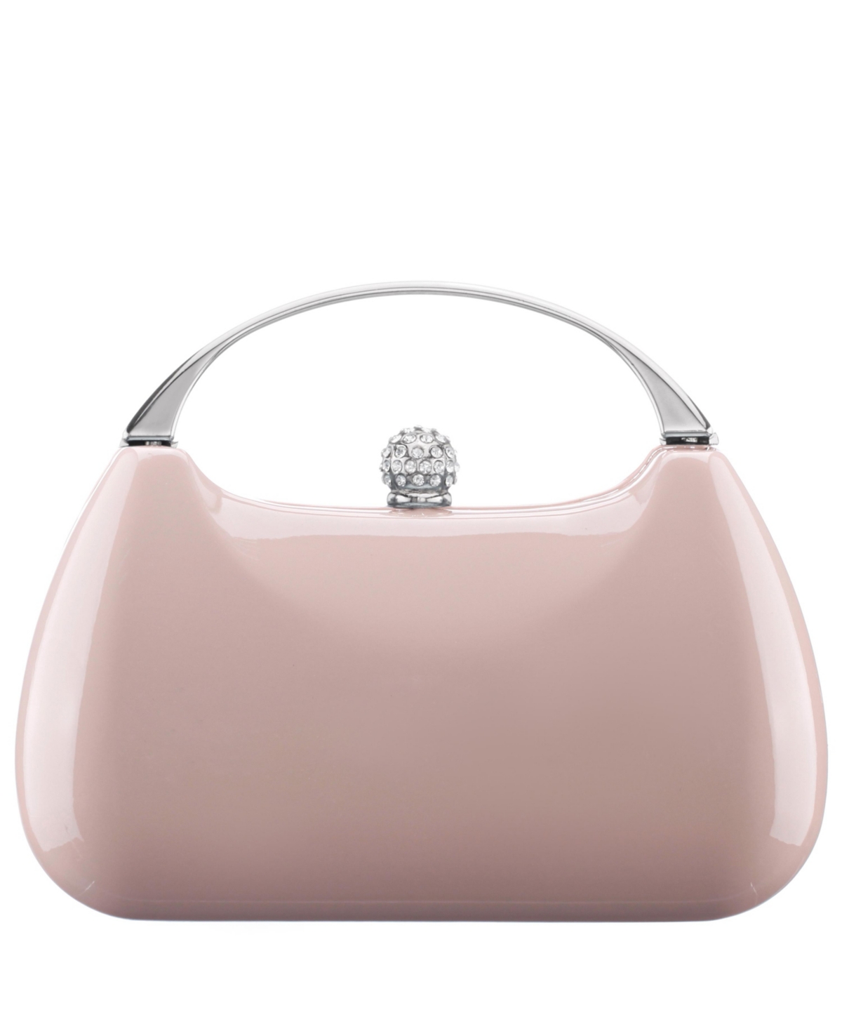 NINA PATENT MINAUDIERE WITH METAL HANDLE CLUTCH 