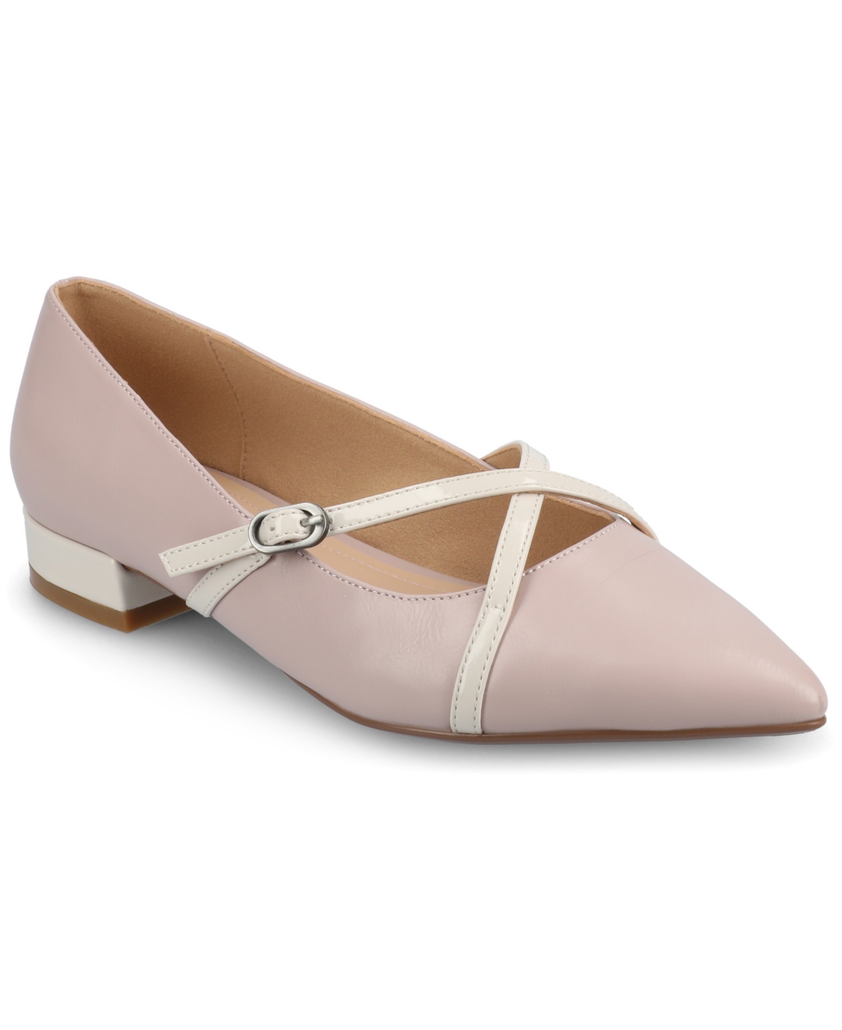 Journee Collection Women's Camby Crisscross Strap Pointed Toe Flats In Lilac