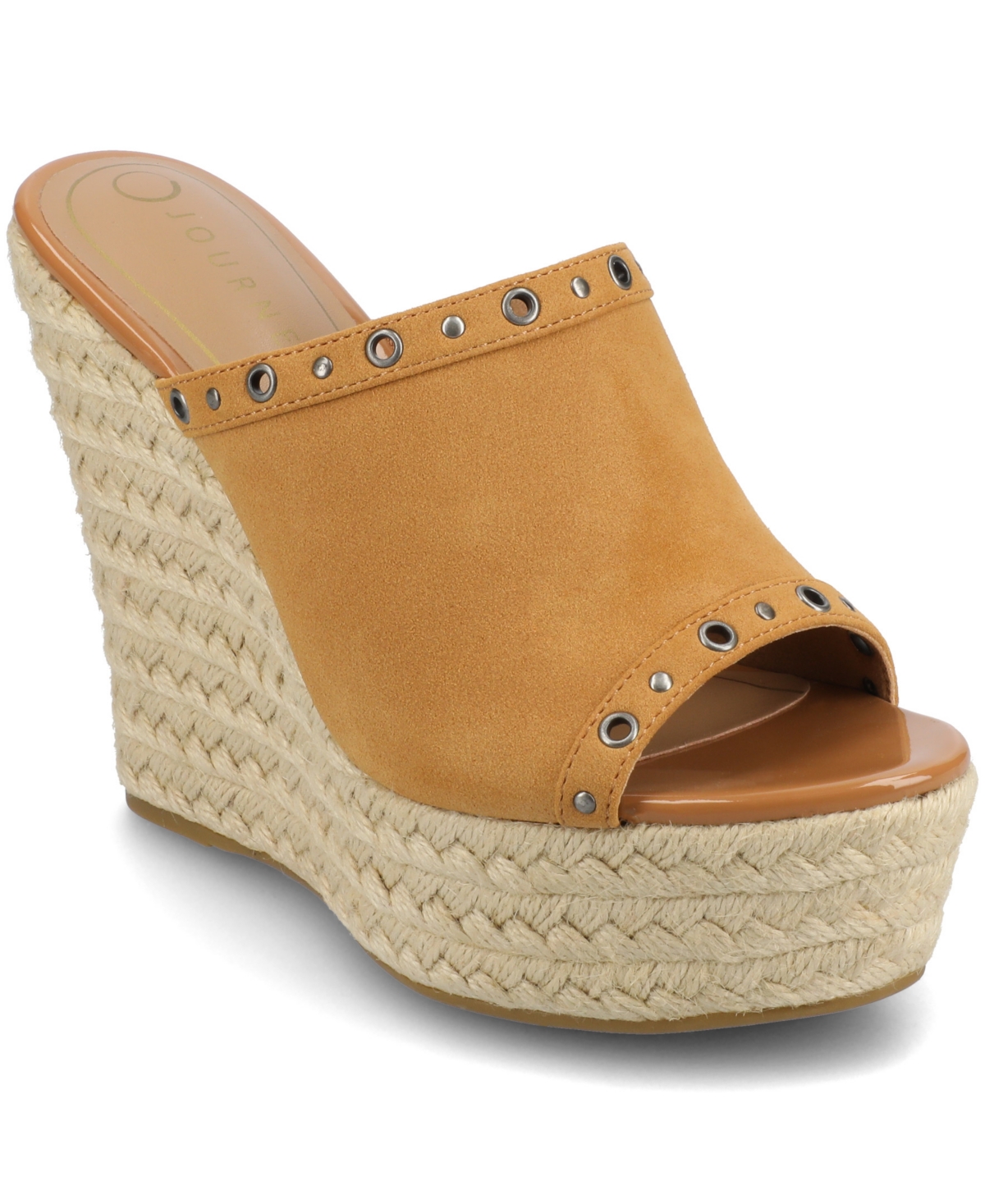 Journee Collection Yari Platform Wedge Espadrille Sandal In Cognac