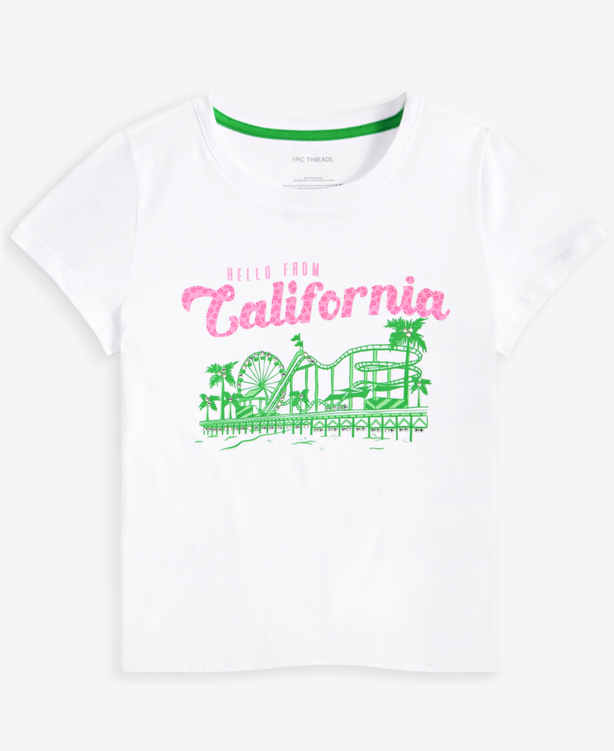 Epic Threads Kid Girl California Graphic T-shirt, Exclusively At Macy's In Bright Whi