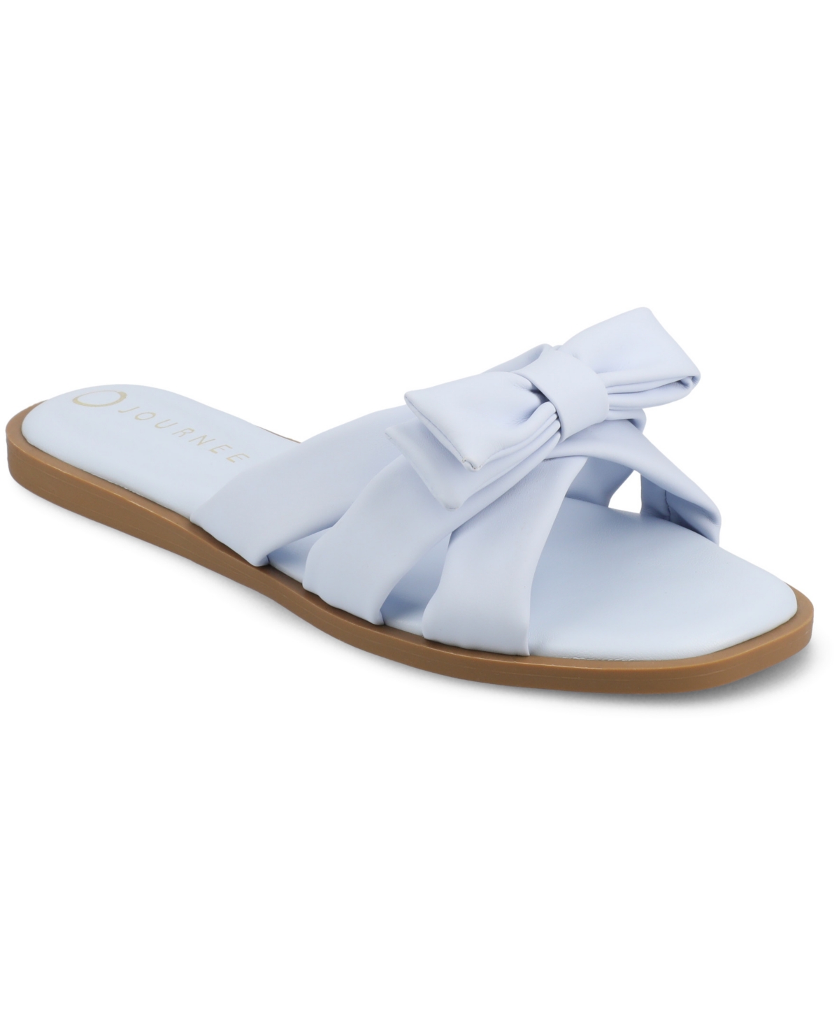 Shop Journee Collection Women's Prylin Bow Slide Flat Sandals In Light Blue