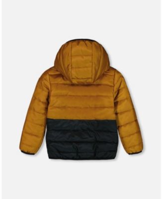 Toddler Boys Colorblock Quilted Mid-Season Jacket Brown And Black - Toddler|Child