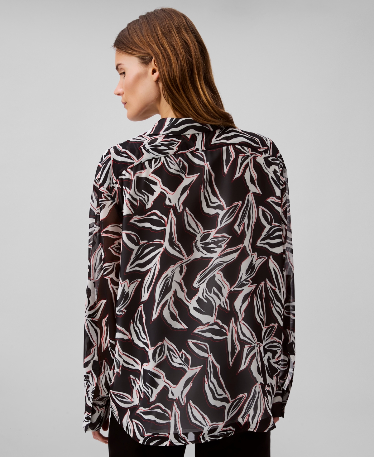Calvin Klein Women's Printed Classic Button-front Shirt In Black Print