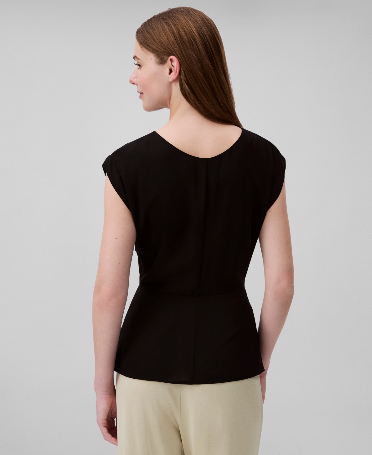 Calvin Klein Women's Twisted-front Chiffon Top In Black