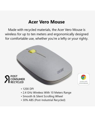 Vero 3 Button Mouse | 2.4GHz Wireless | 1200DPI | Made with Post-Consumer Recycled (PCR) Material | Certified Works with Chromebook | Gray