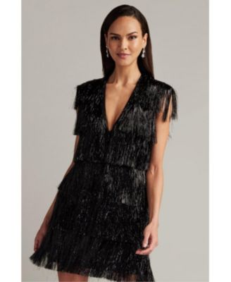 Spritz Metallic Fringe Mini Dress