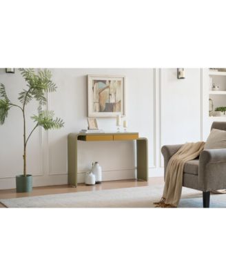 Yuma Wooden Rounded Silhouette Console Table - Sofa Entryway Table with 2 Drawers for Living Room, Hallway, Entryway