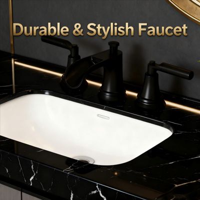 8 in. Widespread Double-Handle 3-Hole Waterfall Bathroom Faucet Water-Saving with Metal Drain in Brushed Gold