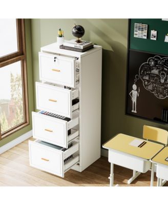 4-Drawer File Cabinet, Vertical Filing Cabinet with Lock, Wood Storage Cabinet for Home Office,Locable File Cabinet for A4/F4/Letter/Legal Size Files