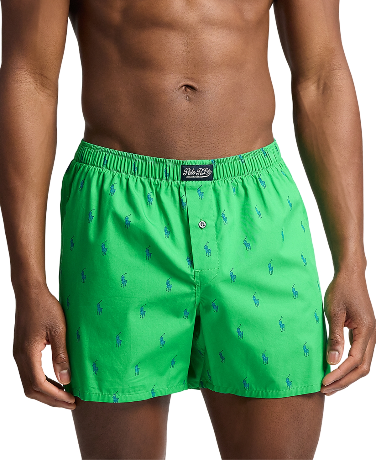 Polo Ralph Lauren Signature Pony Cotton Boxer In Grasshopper Green W,rugby Royal Aopp