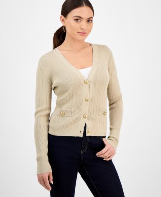 Petite Button-Front V-Neck Cardigan, Exclusively at Macy's