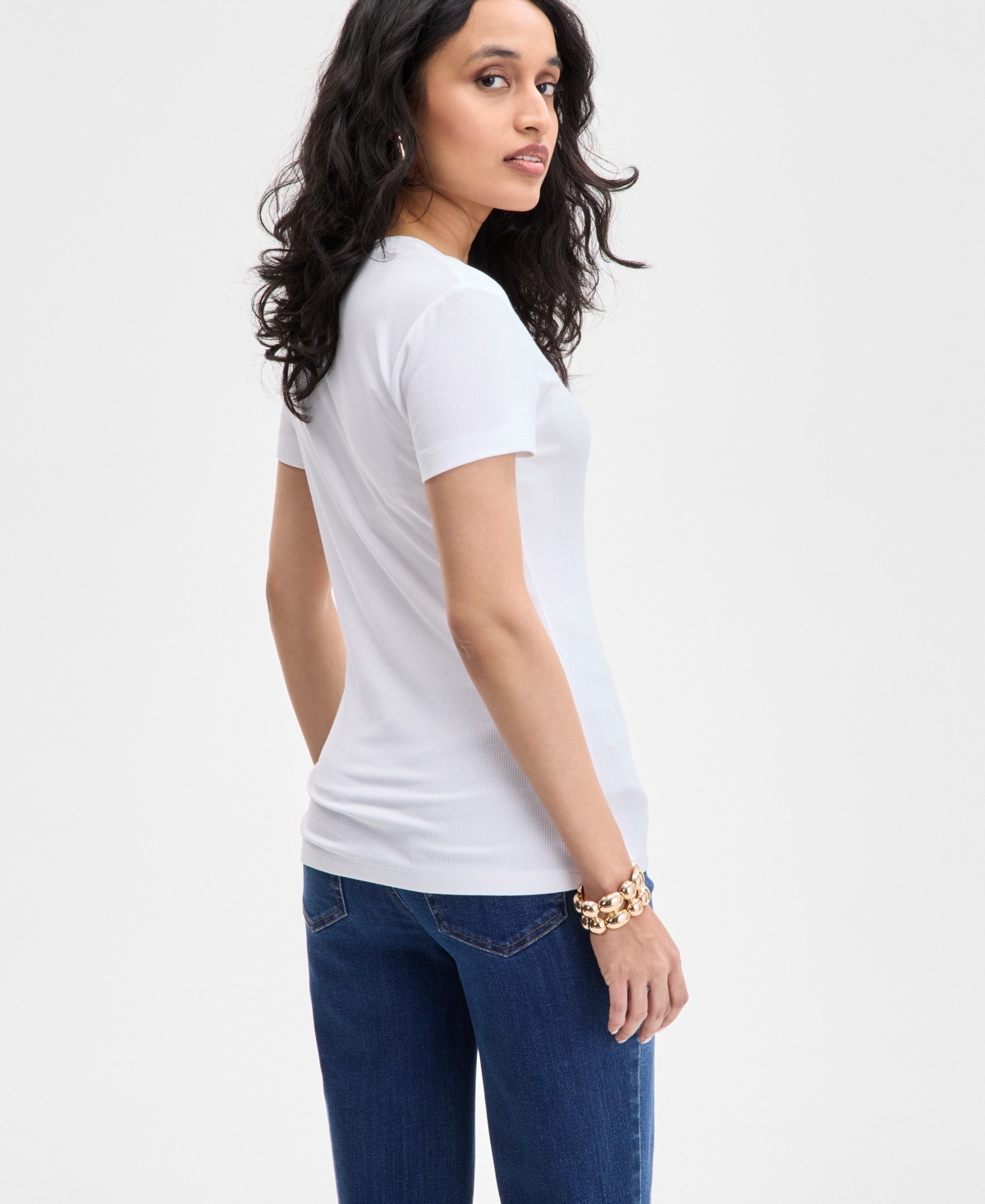Inc International Concepts Women's Ribbed Scoop-neck Top, Exclusively At Macy's In Bright White