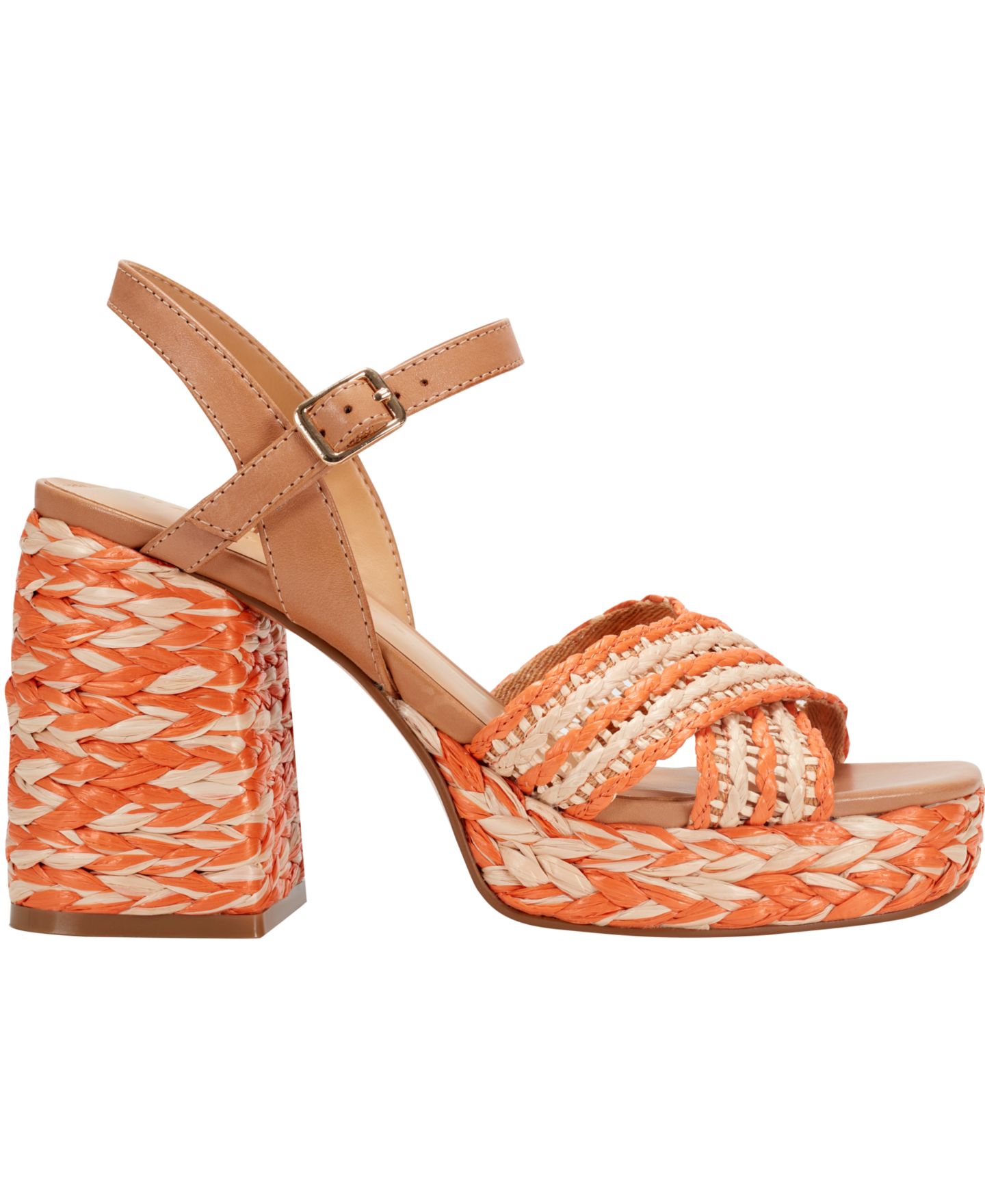Женские сандалии Marc Fisher LTD Juliey Woven Block Heel Platform, цвет: Оранжевый / Натуральный — фото 2