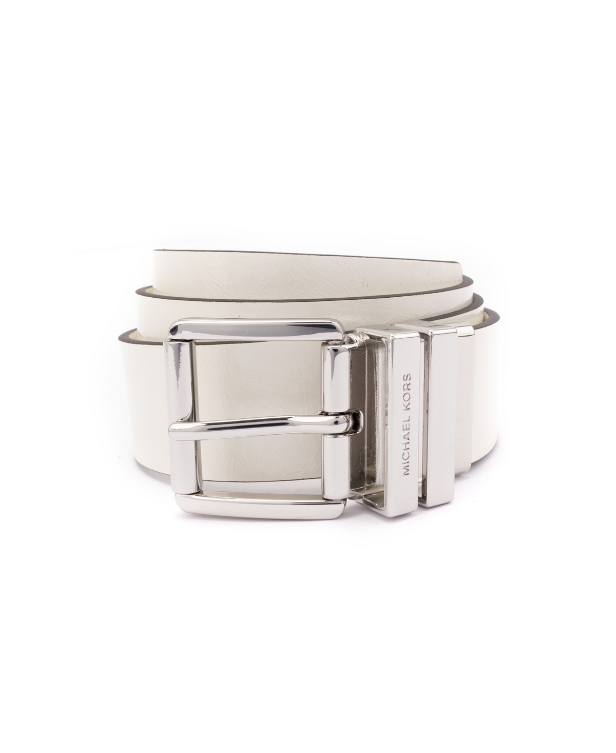 Michael Kors Women's 35mm Leather Reversible Belt In Optic White
