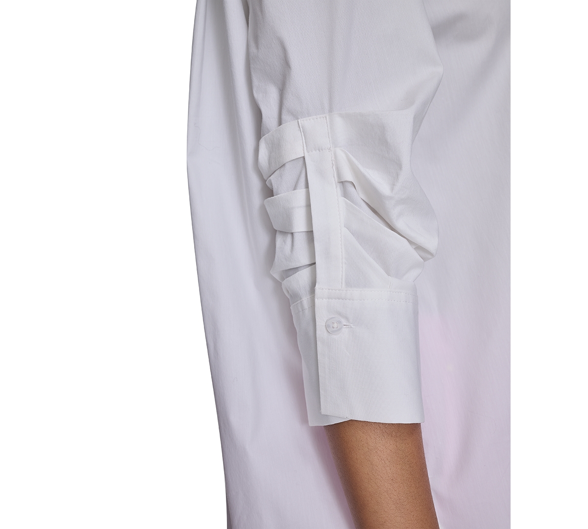 HALSTON WOMEN'S COTTON COLLARED RUCHED-SLEEVE BLOUSE 