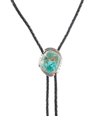 Bolo Tie Blue Turquoise Sterling Silver Abstract Necklace